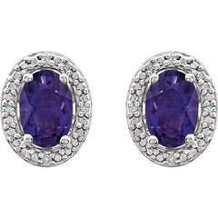 Sterling Silver Natural Amethyst & .025 CTW Natural Diamond Earrings
