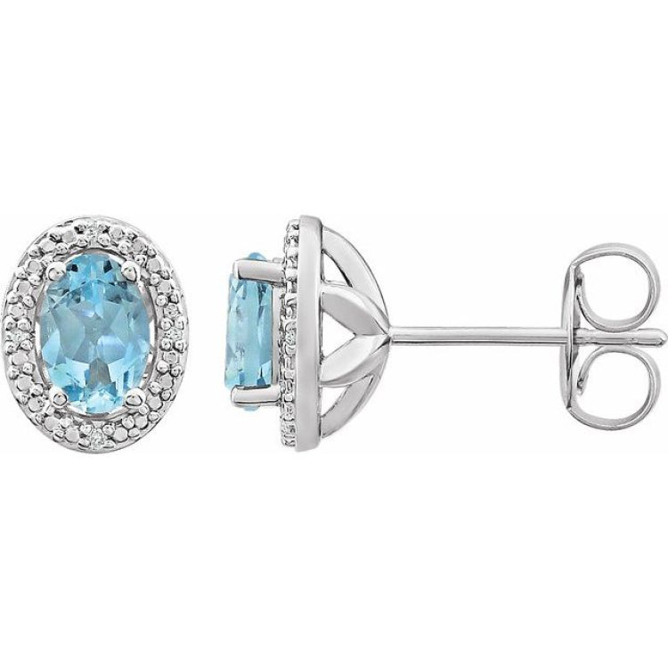Sterling Silver Natural Sky Blue Topaz & .025 CTW Natural Diamond Earrings