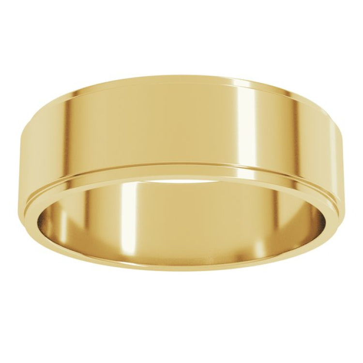 14K Yellow Gold 6 mm Stepped-Edge Flat Band Size 9.5