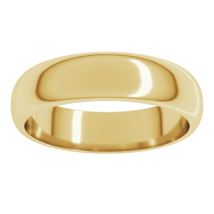 10K Yellow Gold 5 mm Half Round Band Size 5.5