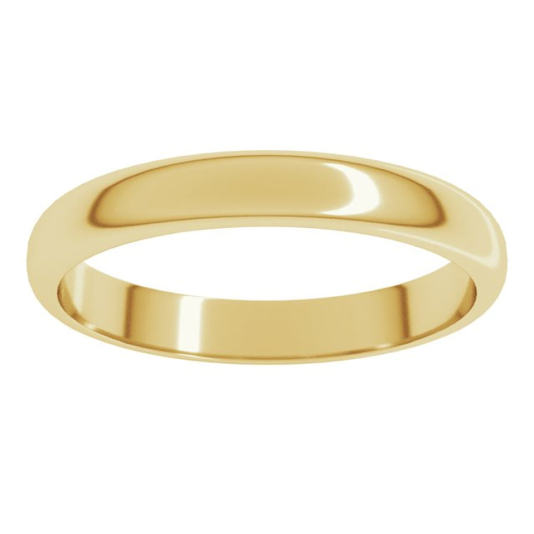 18K Yellow Gold 3 mm Half Round Band Size 6