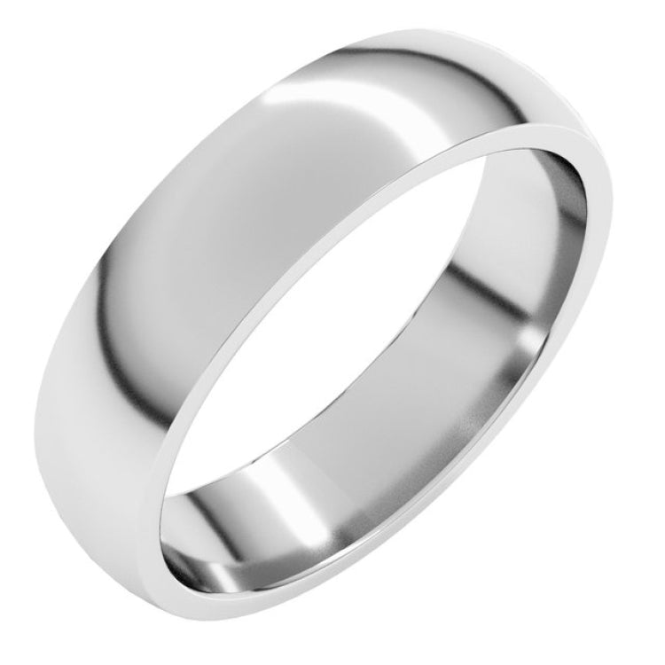 14K White Gold 5 mm Lightweight Comfort-Fit Half Round Band Size 4