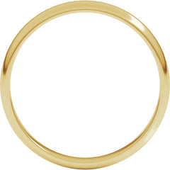 14K Yellow Gold 3 mm Lightweight Half Round Band Size 2