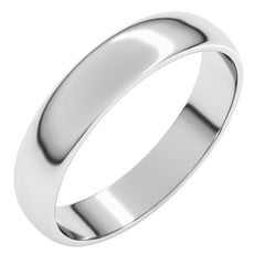 14K White Gold 4 mm Lightweight Half Round Band Size 12