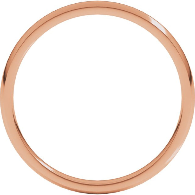 18K Rose Gold 2 mm Lightweight Comfort-Fit Half Round Band Size 4.5