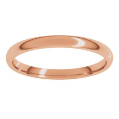 18K Rose Gold 2 mm Lightweight Comfort-Fit Half Round Band Size 4.5