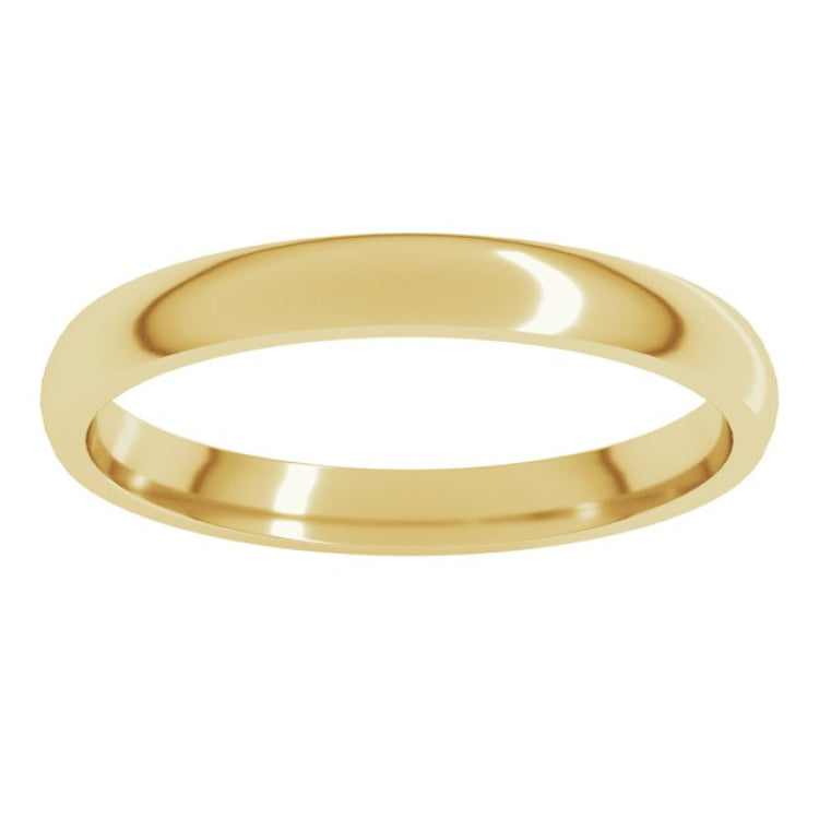 18K Yellow Gold 2.5 mm Lightweight Comfort-Fit Half Round Band Size 6.5