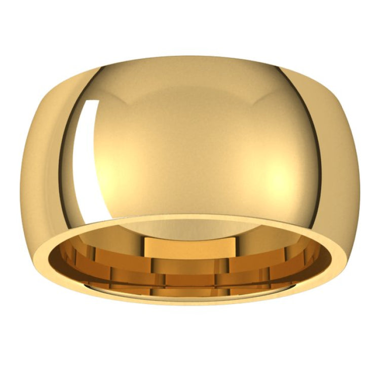 10K Yellow Gold 10 mm Comfort-Fit Half Round Band Size 7.5
