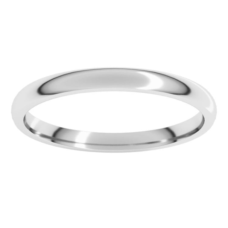Platinum 2 mm Lightweight Comfort-Fit Half Round Band Size 6.5