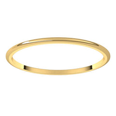 14K Yellow Gold 1 mm Lightweight Half Round Band Size 6
