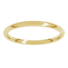 14K Yellow Gold 1.5 mm Lightweight Comfort-Fit Half Round Band Size 7.5