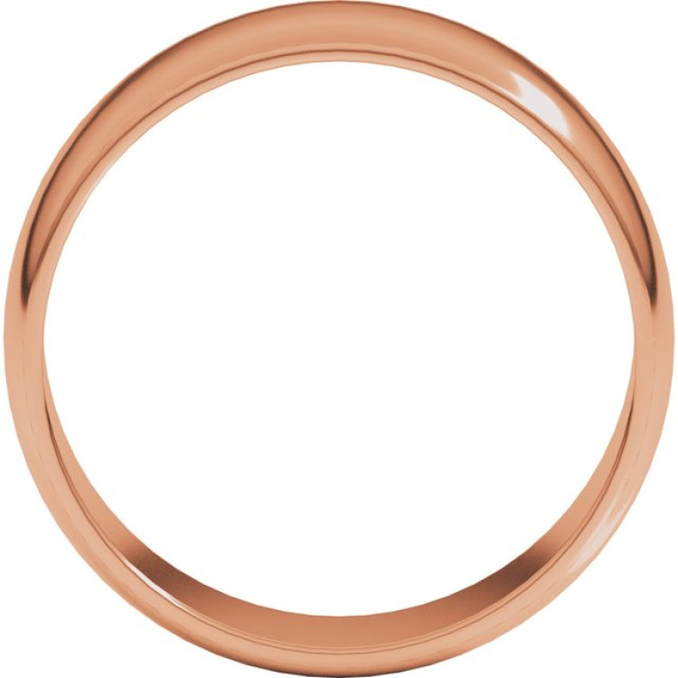 14K Rose Gold 7 mm Lightweight Half Round Band Size 11.5