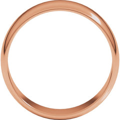 14K Rose Gold 7 mm Lightweight Half Round Band Size 11.5