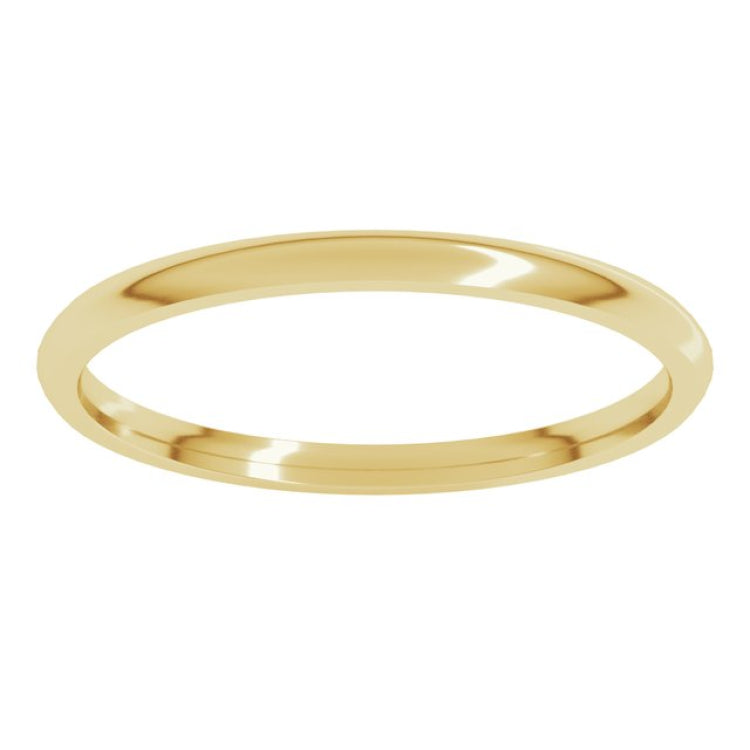 18K Yellow Gold 1.5 mm Lightweight Comfort-Fit Half Round Band Size 8