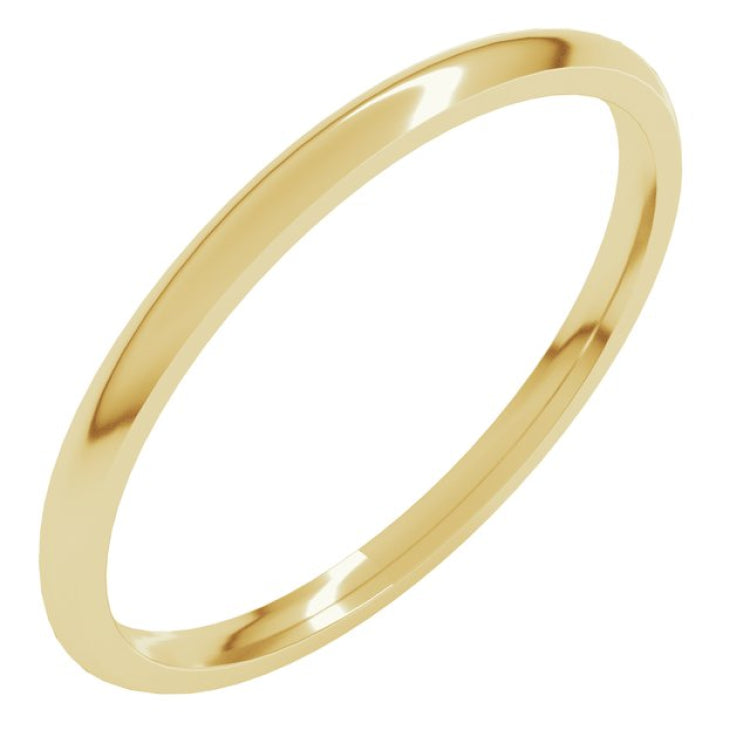 14K Yellow Gold 1.5 mm Lightweight Comfort-Fit Half Round Band Size 9.5