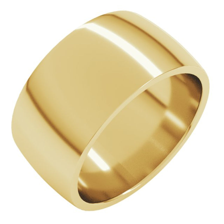 14K Yellow Gold 10 mm Lightweight Comfort-Fit Half Round Band Size 6.5