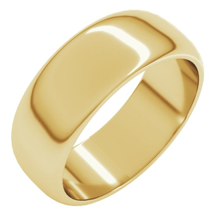 10K Yellow Gold 7 mm Half Round Band Size 11