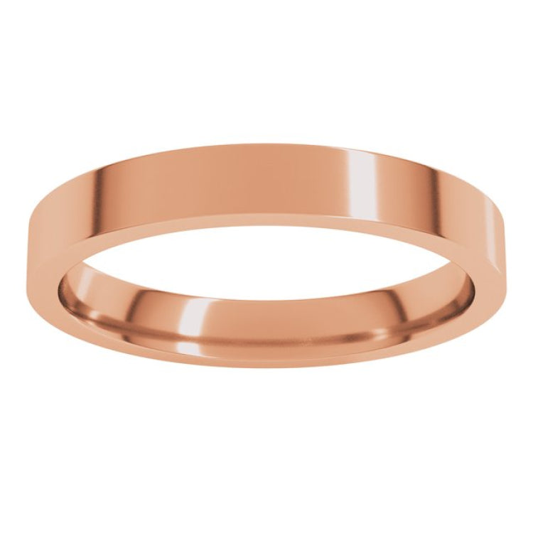 10K Rose Gold 3 mm Flat Comfort Fit Light Band Size 4