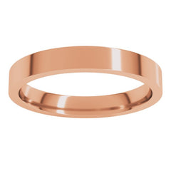 18K Rose Gold 3 mm Flat Comfort Fit Light Band Size 5