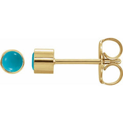 14K Yellow Gold Natural Turquoise Bezel-Set Earrings