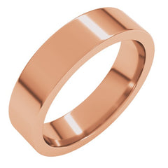 10K Rose Gold 5 mm Comfort-Fit Flat Band Size 16
