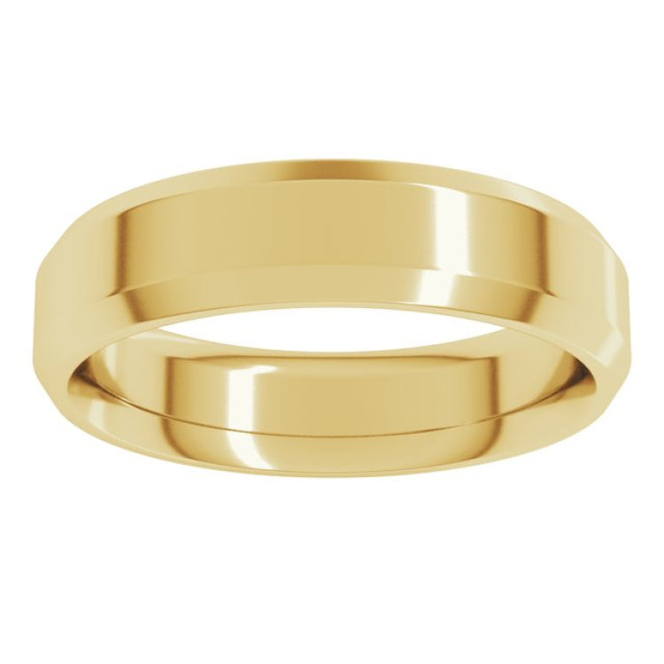 14K Yellow Gold 5 mm Beveled-Edge Comfort-Fit Flat Band Size 10.5