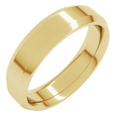 14K Yellow Gold 5 mm Beveled-Edge Comfort-Fit Flat Band Size 15