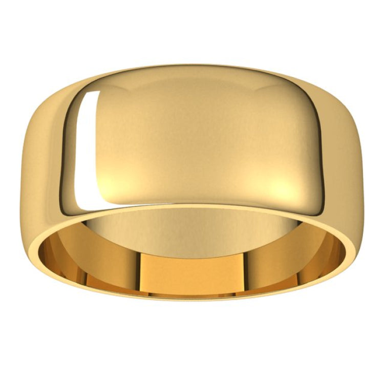 14K Yellow Gold 8 mm Lightweight Half Round Band Size 16.5