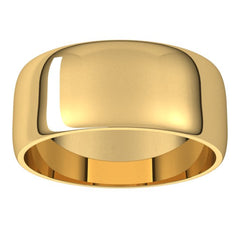 14K Yellow Gold 8 mm Lightweight Half Round Band Size 16.5