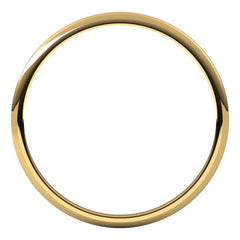 14K Yellow Gold 1 mm Lightweight Half Round Band Size 7.5