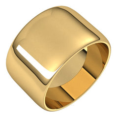 14K Yellow Gold 12 mm Lightweight Half Round Band Size 7.5