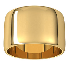 14K Yellow Gold 12 mm Lightweight Half Round Band Size 7.5
