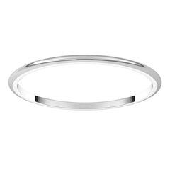14K White Gold 1 mm Lightweight Half Round Band Size 7