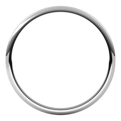 14K White Gold 1 mm Lightweight Half Round Band Size 8