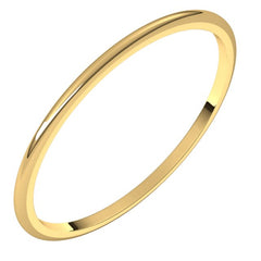 14K Yellow Gold 1 mm Lightweight Half Round Band Size 9