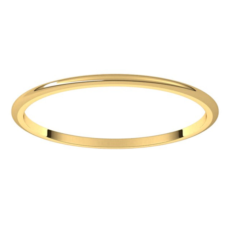 14K Yellow Gold 1 mm Lightweight Half Round Band Size 9