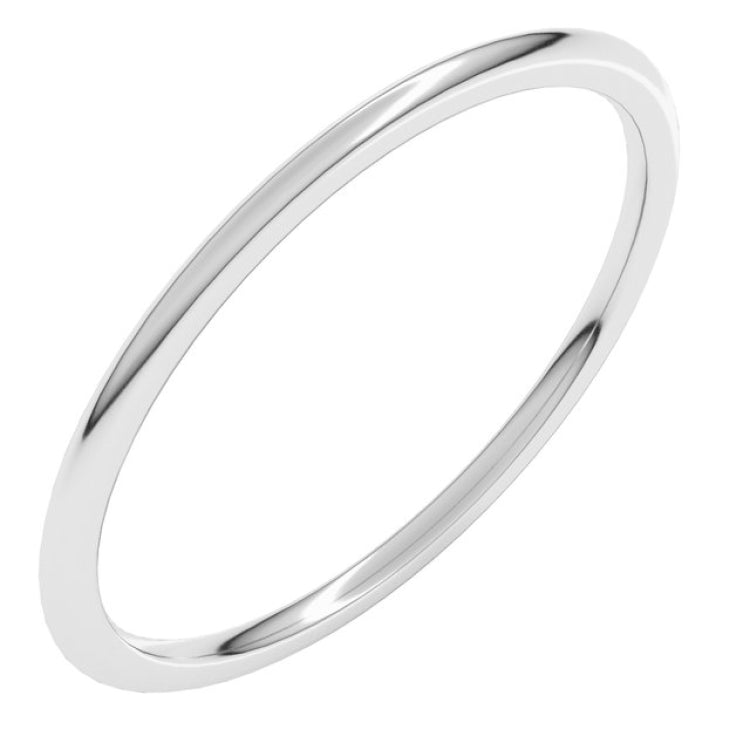 14K White Gold 1 mm Lightweight Comfort-Fit Half Round Band Size 5