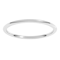 14K White Gold 1 mm Lightweight Comfort-Fit Half Round Band Size 5