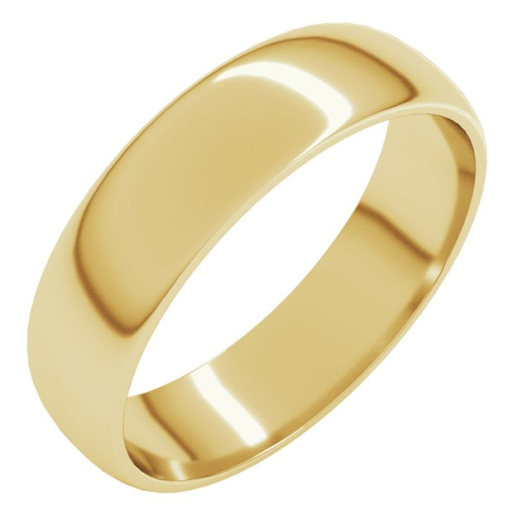 14K Yellow Gold 5 mm Lightweight Half Round Band Size 6.5
