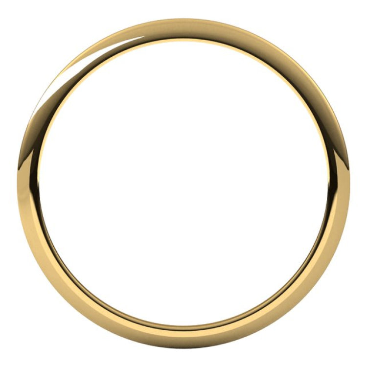 14K Yellow Gold 1 mm Half Round Band Size 3