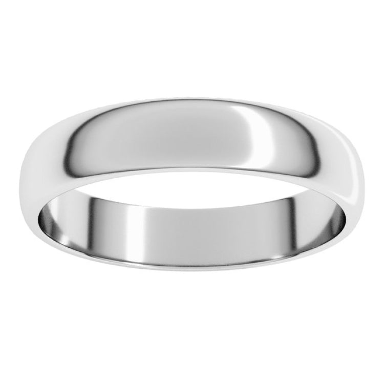14K White Gold 4 mm Lightweight Half Round Band Size 13