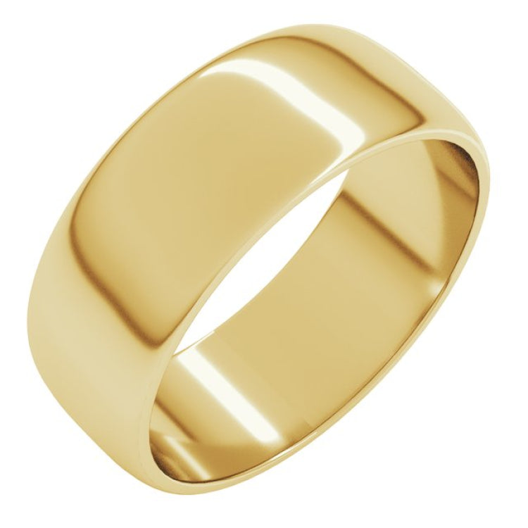 14K Yellow Gold 7 mm Lightweight Half Round Band Size 14