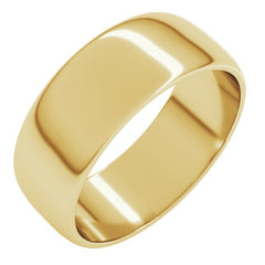 14K Yellow Gold 7 mm Lightweight Half Round Band Size 14