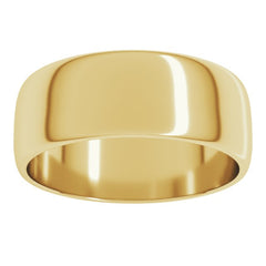 14K Yellow Gold 7 mm Lightweight Half Round Band Size 14
