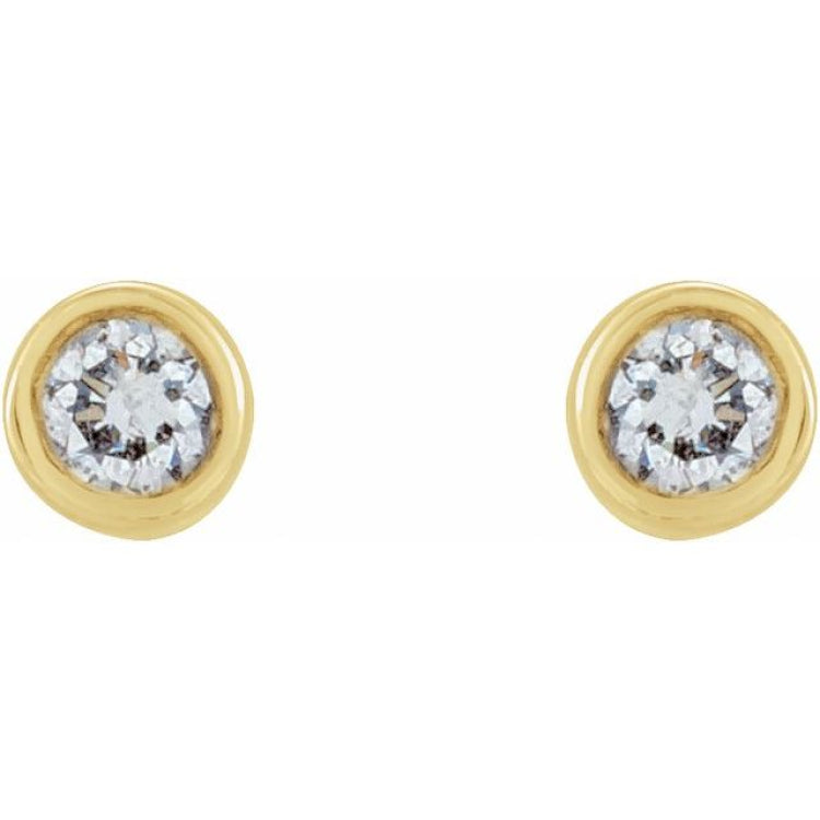 14K Yellow Gold .03 CTW Natural Diamond Micro Bezel-Set Earrings