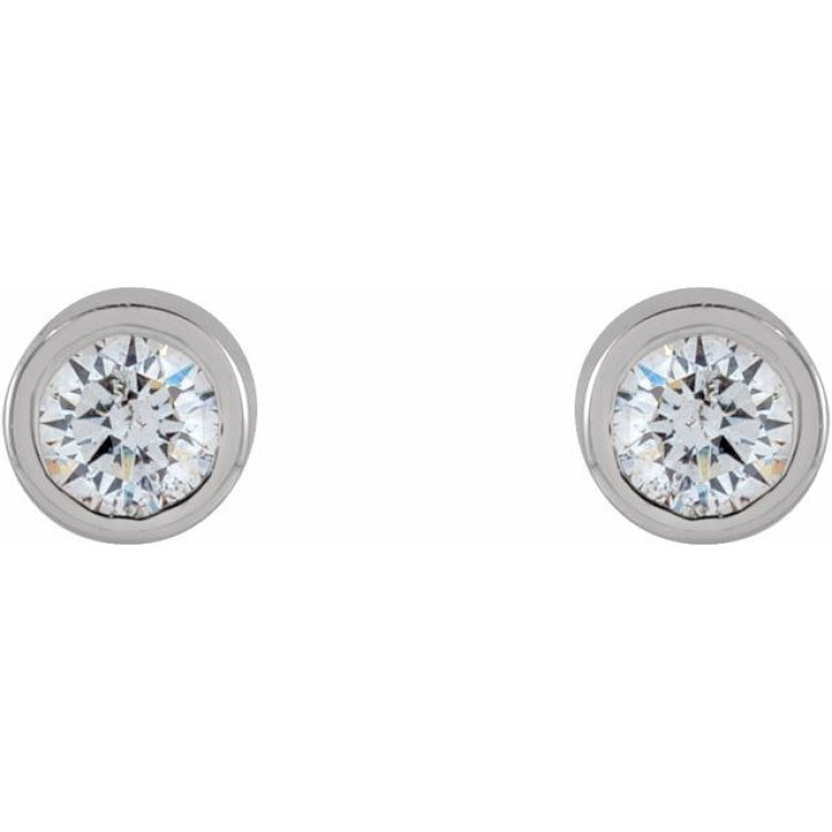 14K White Gold .04 CTW Natural Diamond Micro Bezel-Set Earrings