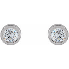 14K White Gold .04 CTW Natural Diamond Micro Bezel-Set Earrings
