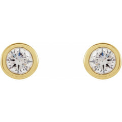 14K Yellow Gold .05 CTW Natural Diamond Micro Bezel-Set Earrings