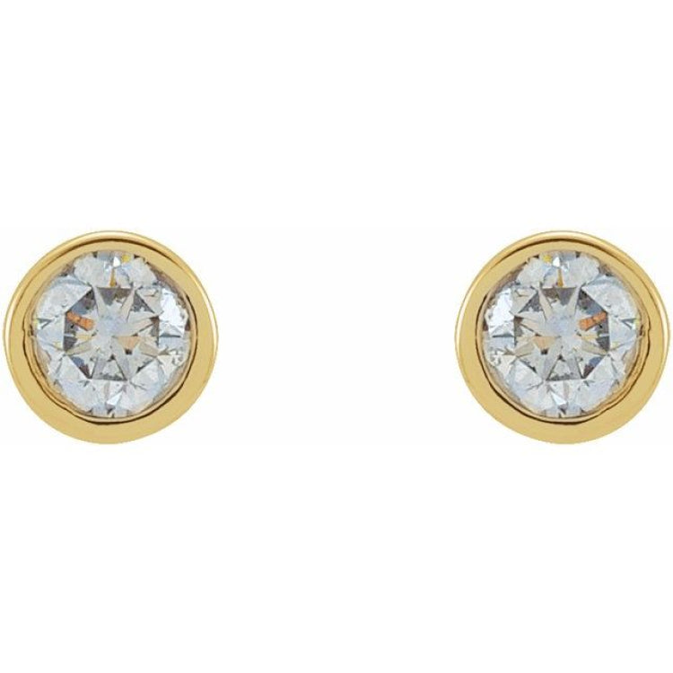 14K Yellow Gold 1/8 CTW Natural Diamond Micro Bezel-Set Earrings