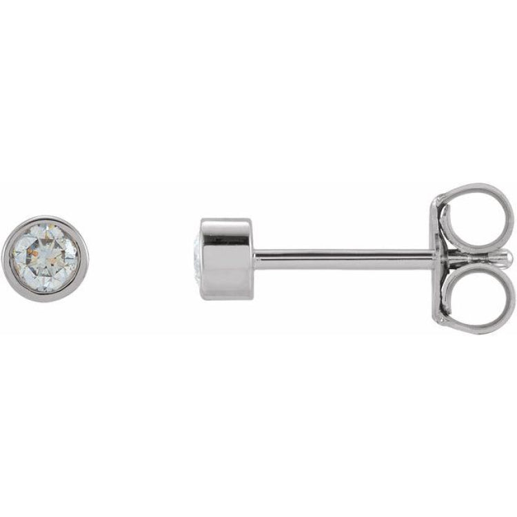 14K White Gold 1/8 CTW Natural Diamond Micro Bezel-Set Earrings